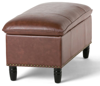 Emily Storage Ottoman, Velvet Fabric, Cognac
