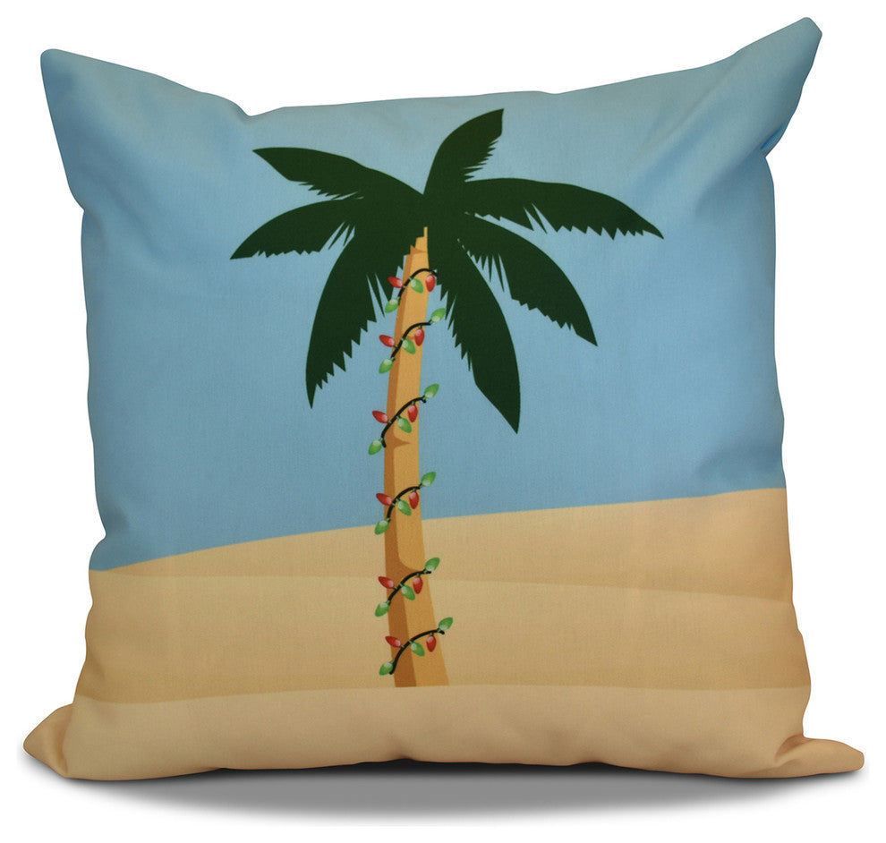 Decorative Holiday Pillow Geometric Print, Blue, 16"x16"