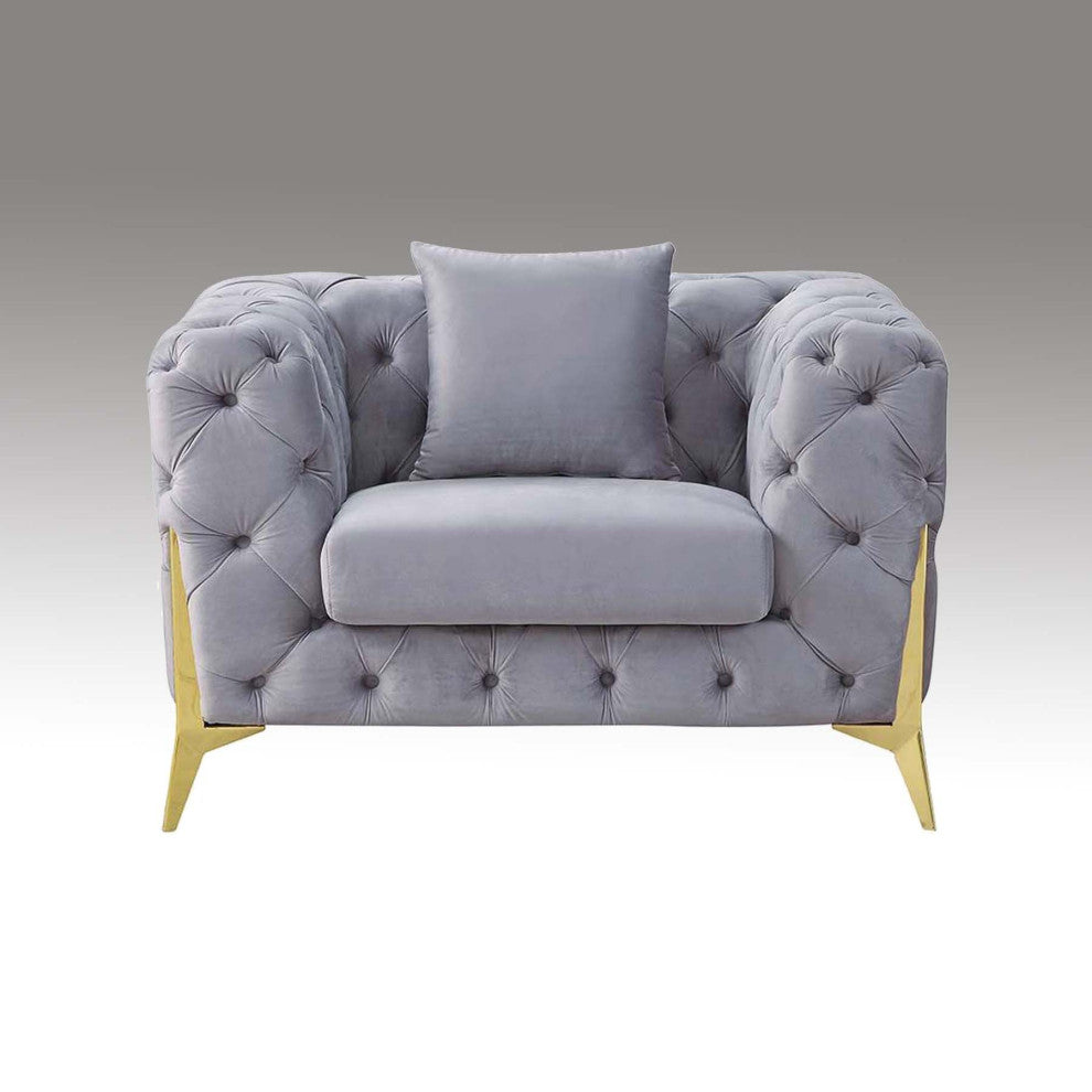 Velvet Upholstery Chair, Gray