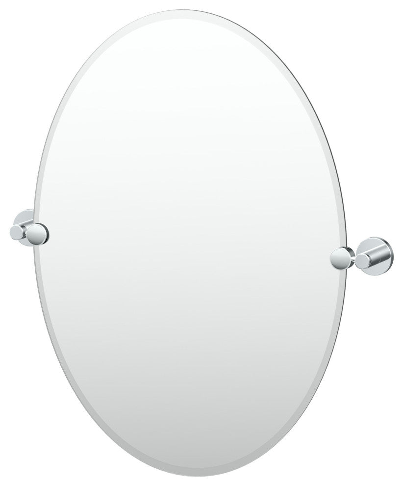 Reveal Frameless Oval Mirror, Chrome, 26.5"