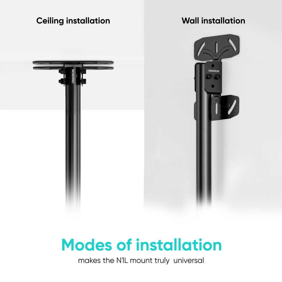 ONKRON Ceiling TV Mount Hanging TV Bracket for 32'' - 70'' up to 150 lbs, Black