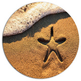 Starfish On Beach With Waves, Beach Disc Metal Artwork, 36"