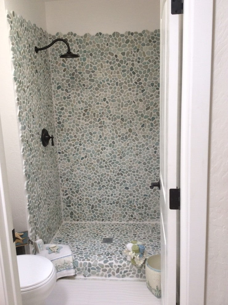 Sea Green and White Pebble Tile