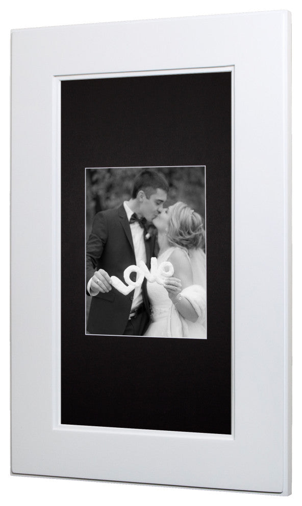 Concealed Picture Frame Medicine Cabinet, Shaker White, 14"x24"