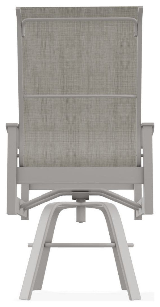 Leeward Sling Balcony Height Outdoor Swivel Armchair, Smoke/Warm Gray