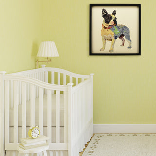 Boston Terrier Dimensional Collage Framed Graphic Art Under Glass Wall Art