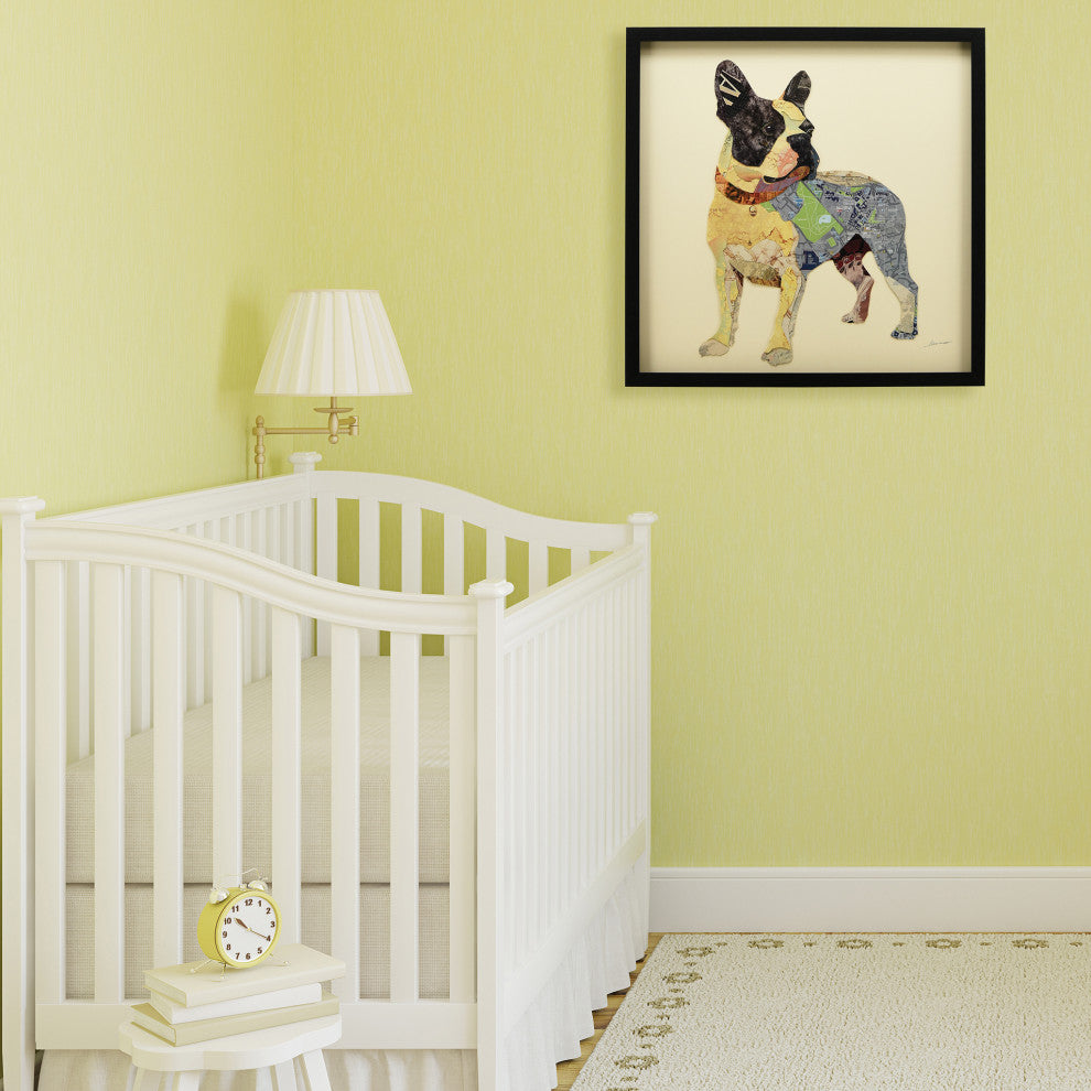 Boston Terrier Dimensional Collage Framed Graphic Art Under Glass Wall Art