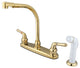 Kingston Brass 8" Centerset Kitchen Faucet, Polished Brass