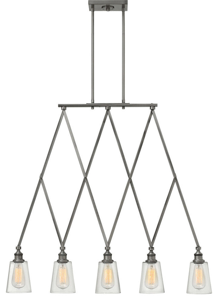 Gatsby Polished Antique Nickel 5 Light Large Linear