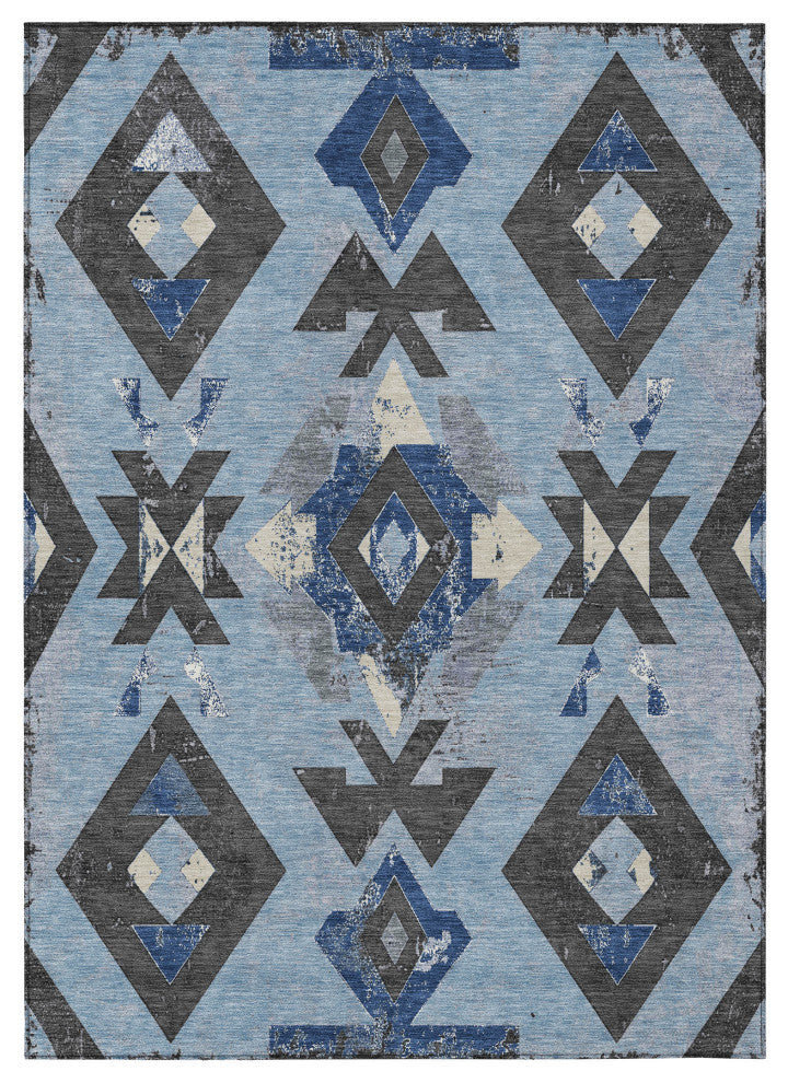 Machine Washable Indoor/Outdoor Chantille ACN1882 Blue 2'6" x 3'10" Rug