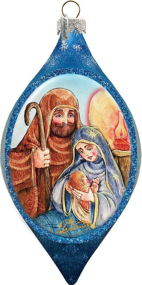 Hand Painted Nativity Glass Ornament Drop