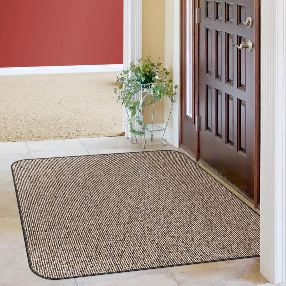 Skid-Resistant Area Rug Black Ripple, 8'x12'