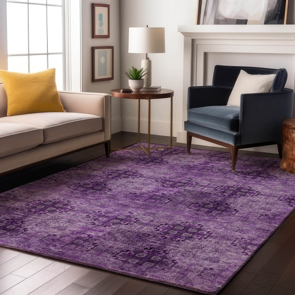 Premium Machine Washable Mayfield AMF557 Eggplant 3' x 5' Rug