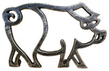 Rustic Silver Cast Iron Pig Shaped Trivet 8"- Decorative Cast Iron, Animal Tr
