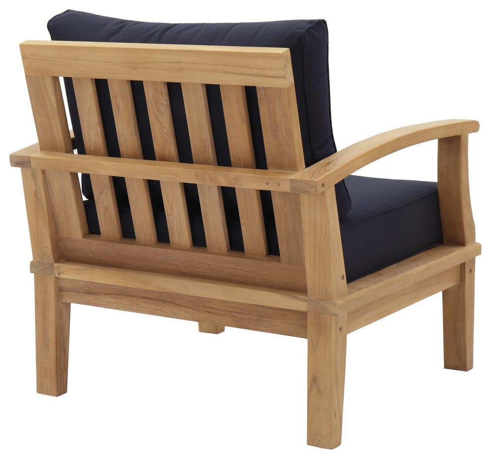 Natural Navy Marina Outdoor Patio Teak Armchair