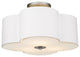 3 Light Quatrefoil Semi-flush Ceiling Mount Lighting Fixture in Antique Silver
