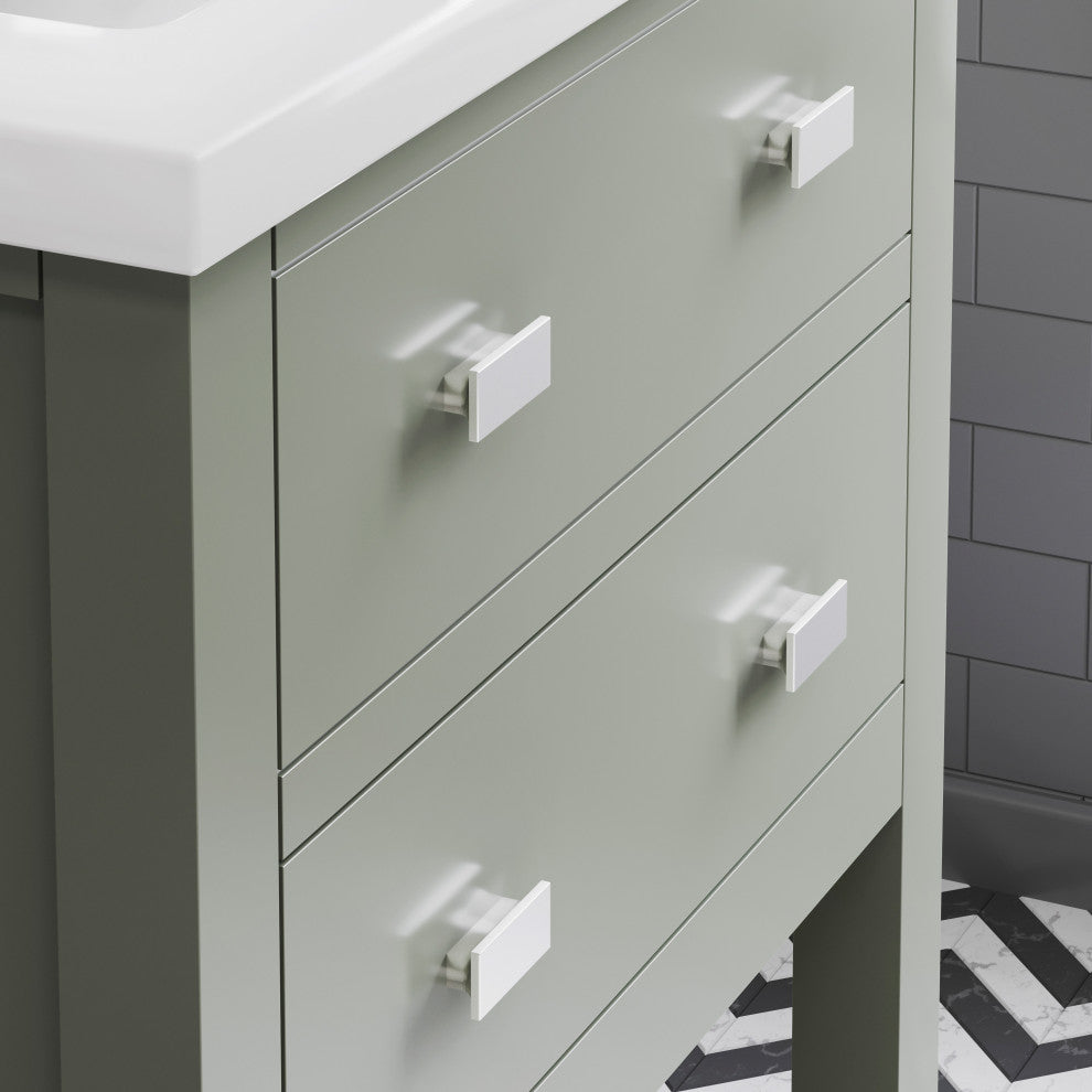 Viola 24" Integrated Ceramic Sink Top Vanity, Glacial Green, Vanity With Faucet