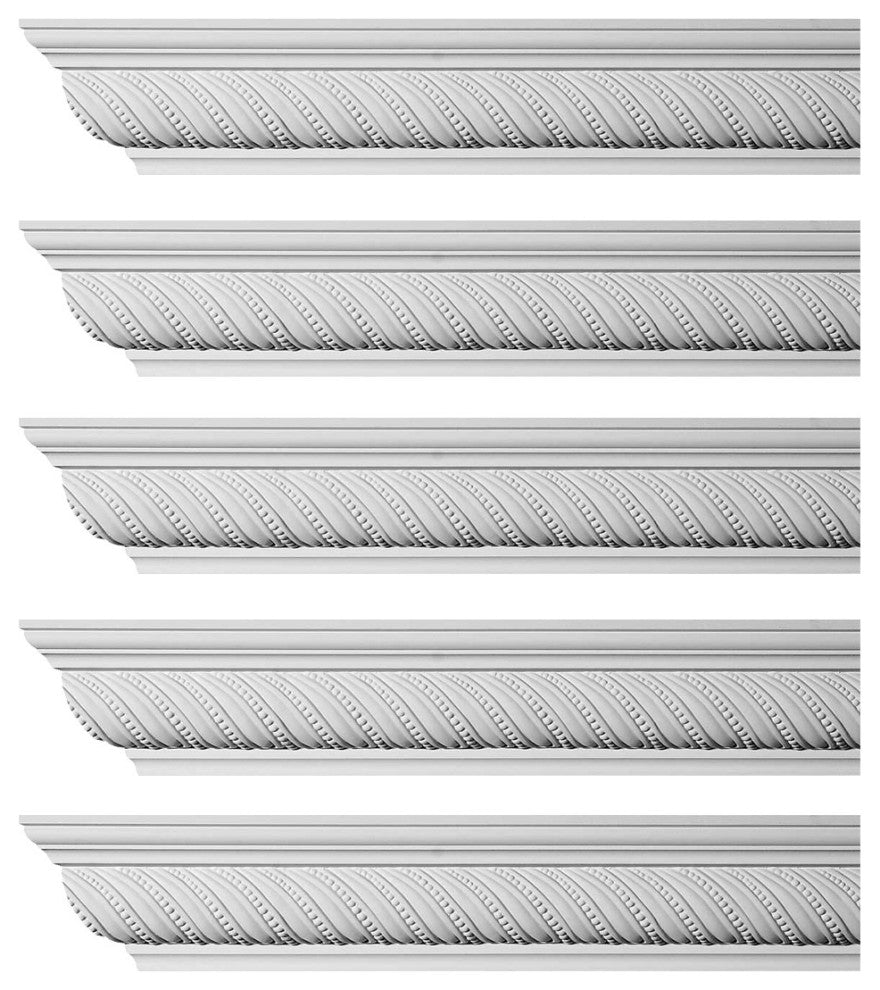 Ornate Cornice White Urethane Queensborough Design 5 Pieces Totaling 480" Length