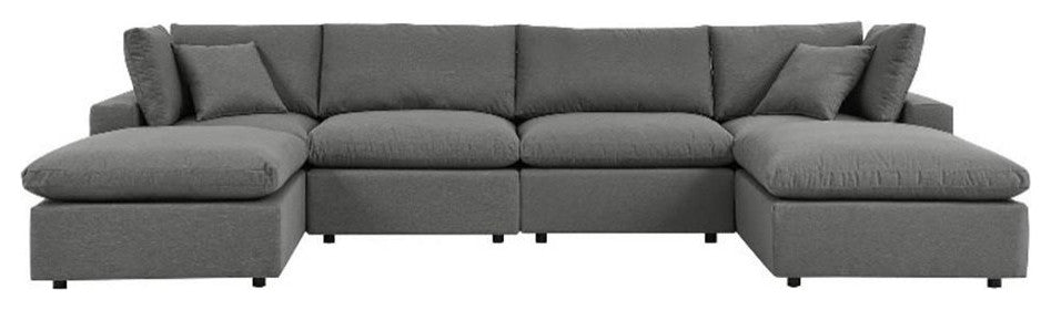 Commix 6-Piece Outdoor Patio Sectional Sofa Charcoal -5585