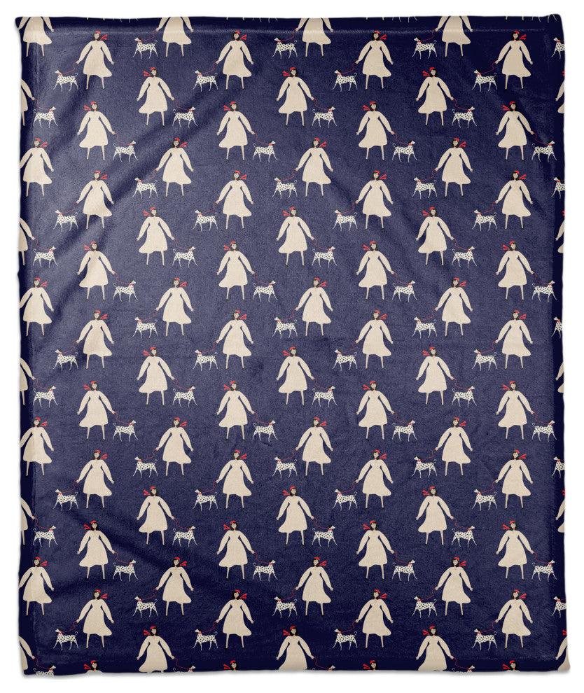 French Woman and Dog 50x60 Coral Fleece Blanket