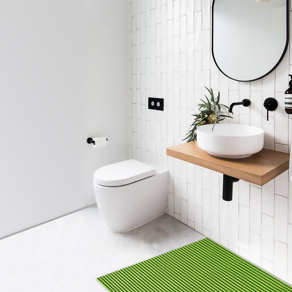 Plain PVC Bathroom Mat, Green, 26" x 31", Covers 5.5 sq ft
