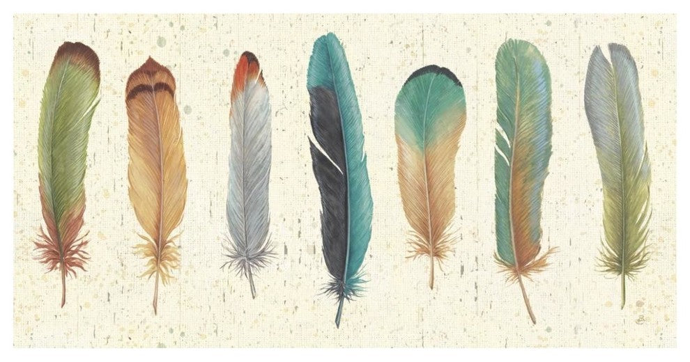 "Feather Tales VII" Digital Paper Print by Daphne Brissonnet, 74"x38"