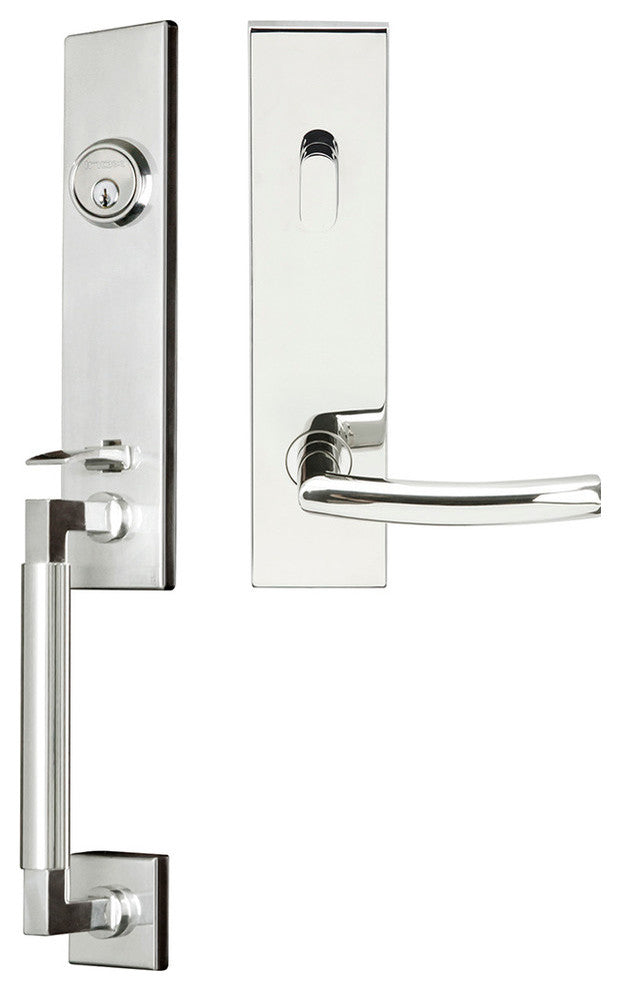 Oslo Lever, Tubular Entry Handleset, Left Hand Reverse, Polished Stainless Steel
