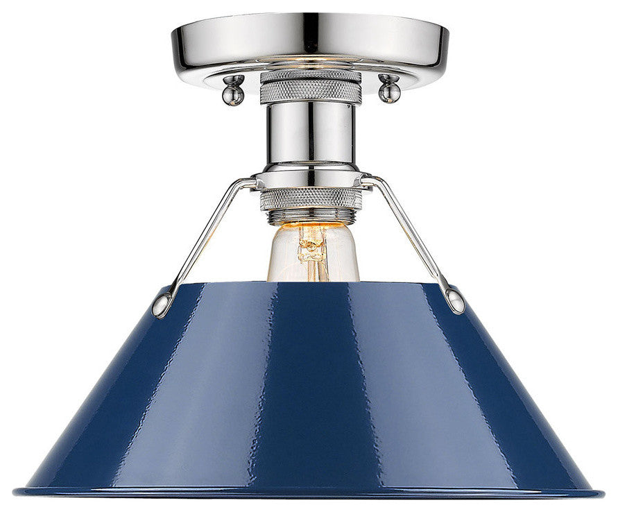 Orwell CH Flush Mount, Chrome With Navy Blue Shade