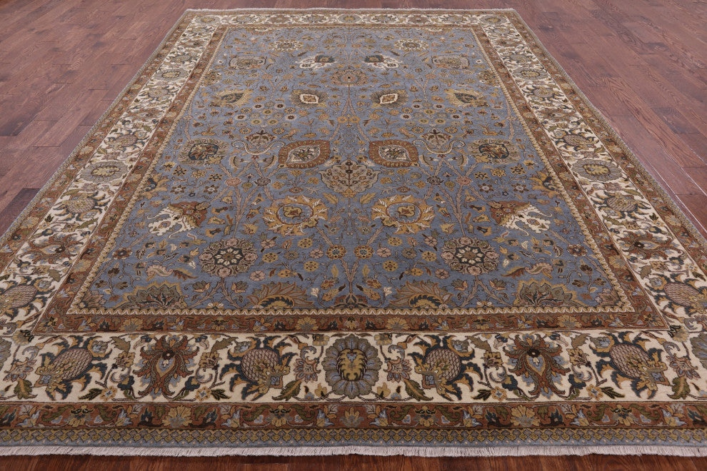 Hand-Knotted Persian Tabriz Wool Rug 8' 9" X 11' 9" Q6154