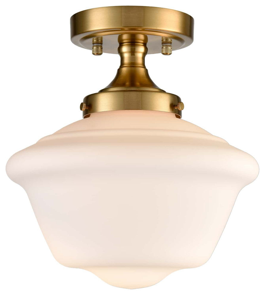 Schoolhouse Ceiling Light Fixture With Opal Glass