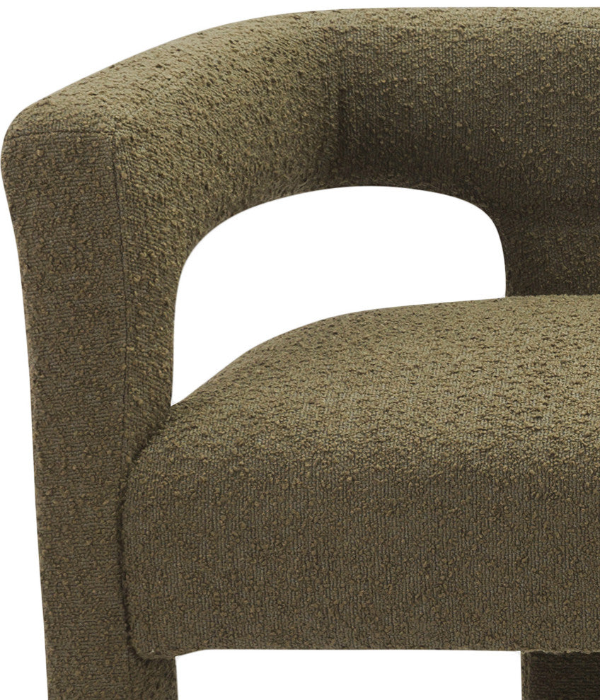 Athena Boucle Fabric Upholstered Bench, Olive