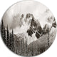 Snow Capped Hills And Bow Lake, Landscape Disc Metal Artwork, 11"