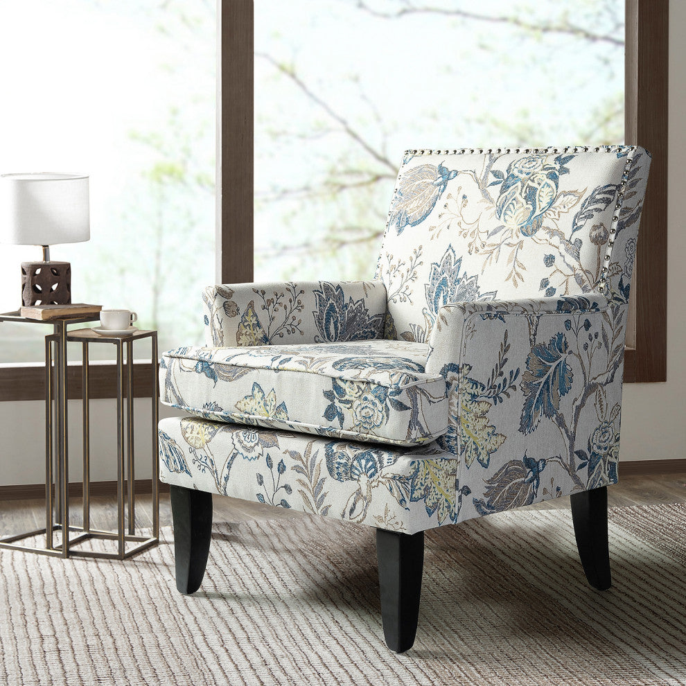 Herrera Classic Armchair With Pattern, Blue Floral