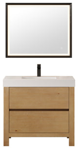 Cascadia Bathroom Vanity, Weathered Fir, 36", With Mirror
