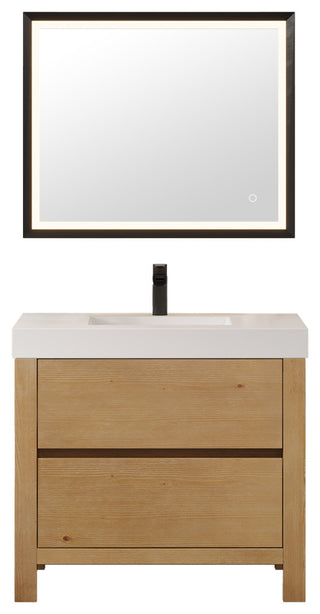Cascadia Bathroom Vanity, Weathered Fir, 36", With Mirror