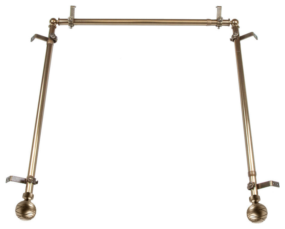 Andre Multi Angle Ceiling Rod 48-84 inch, Antique Brass, Three Sided