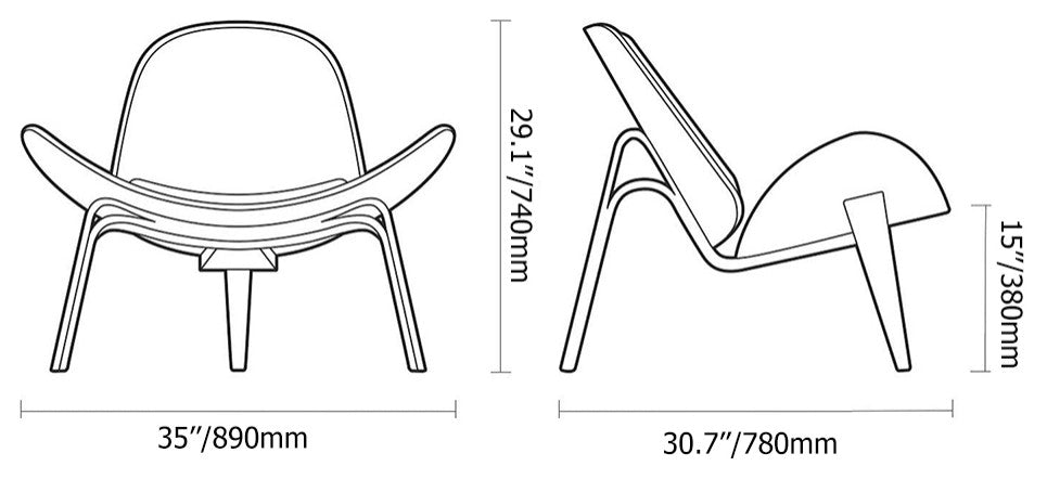 Modern Tripod Black Leather Shell Lounge Chair With Single Side, White