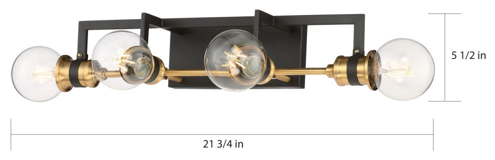 Intention - 4 Light Vanity - Warm Brass and Black Finish