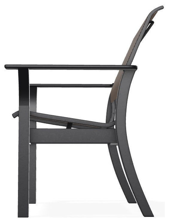 Leeward Sling Stackable Outdoor Dining Chair, Mocha/Black