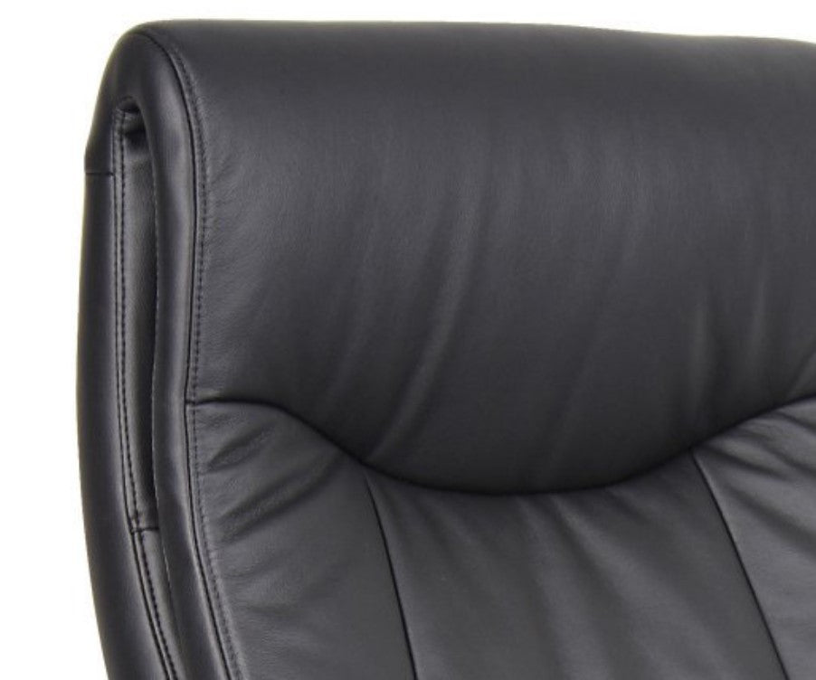Modern Office Chair, Double Layered Pillowed Faux Leather Seat & Backrest, Black