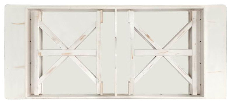 HERCULES 8' x 40" Rectangular Solid Pine Farm Table with X Legs, Antique Rustic White