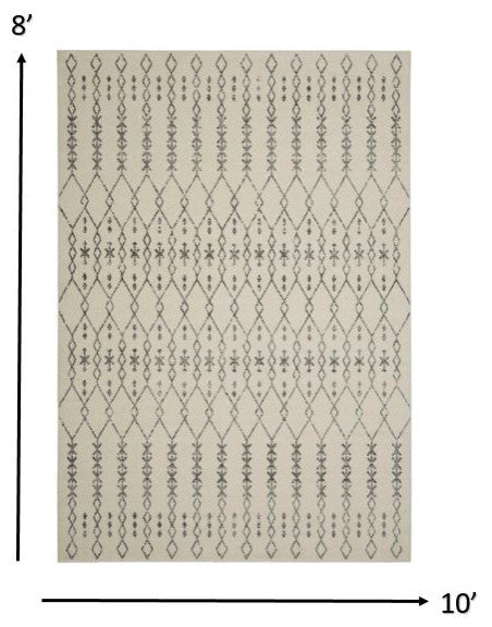 8" x 10" Ivory and Gray Geometric Area Rug