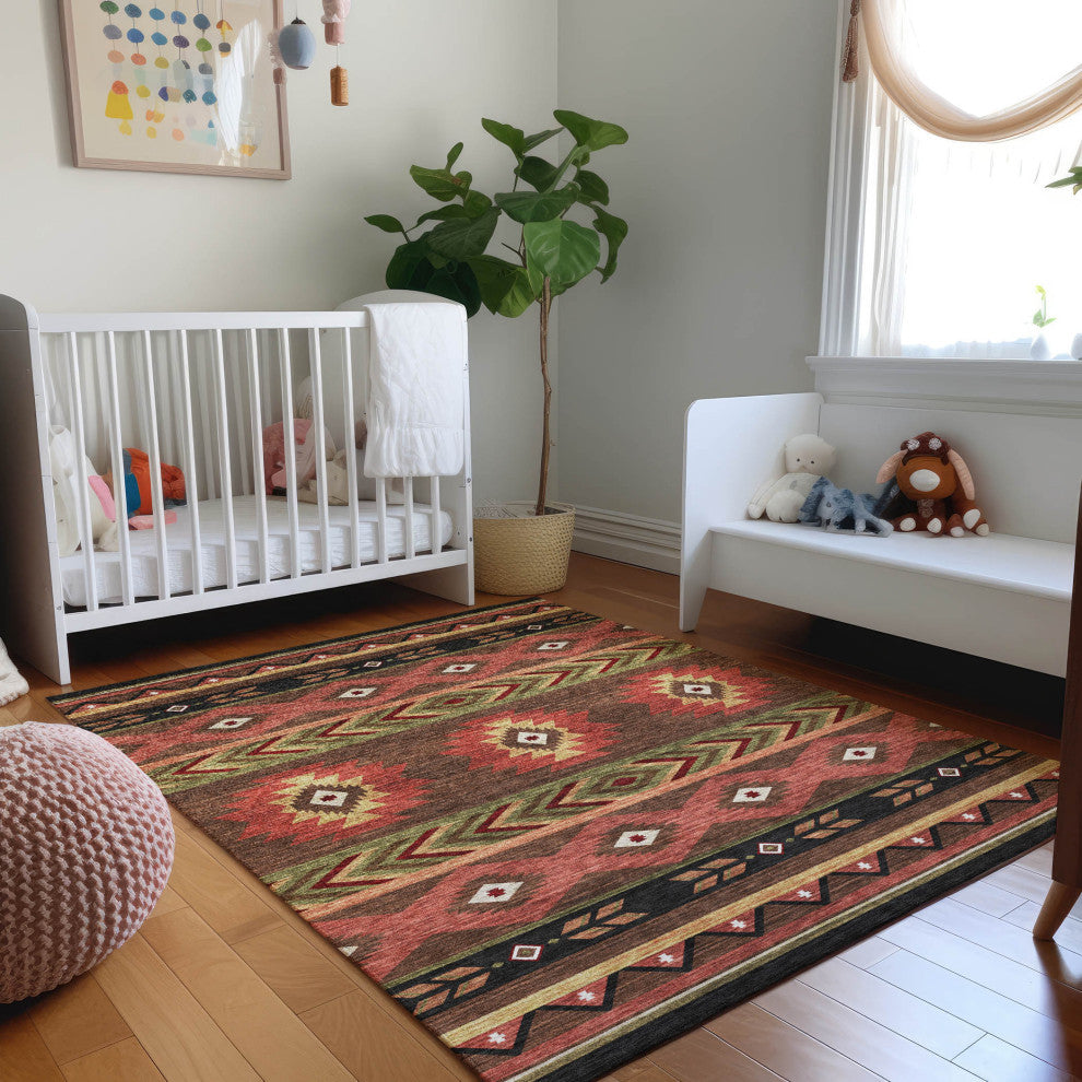 Addison Premium Washable Mayfield AMF178 Brown 5' x 7'6" Rug