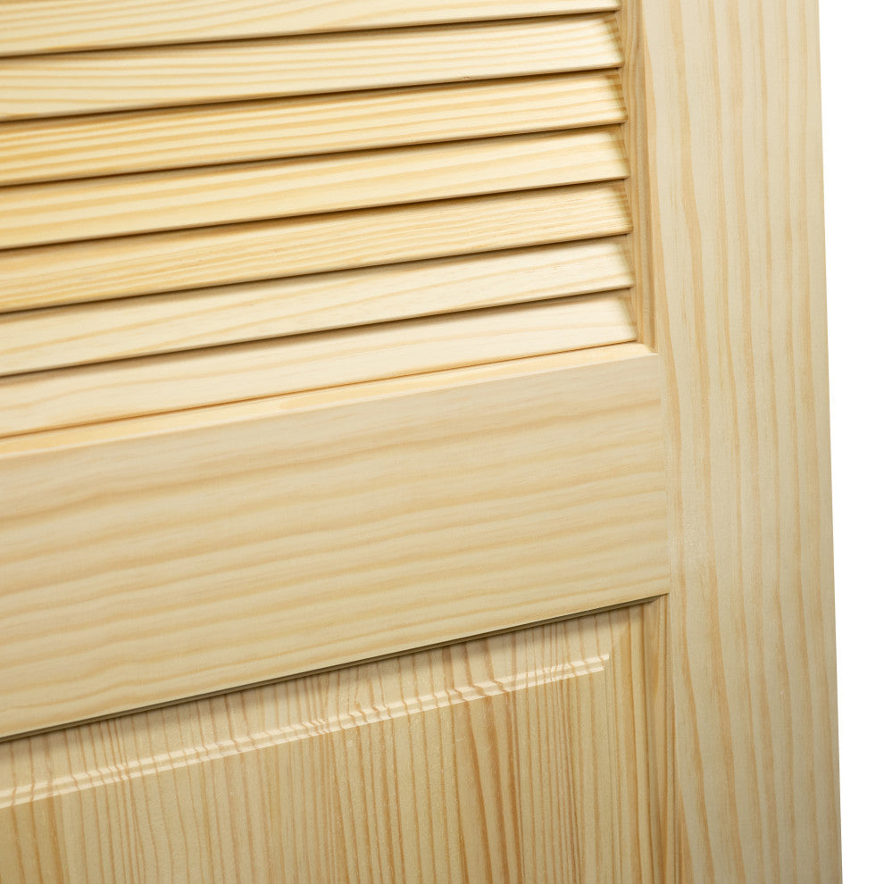 Interior Door Louvered Panel, Unfinished Wood, Solid Core, 80"x24"x1.375"