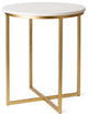 Contemporary Classic White Marble Gold Metal Accent table 17.5 in Round Brass