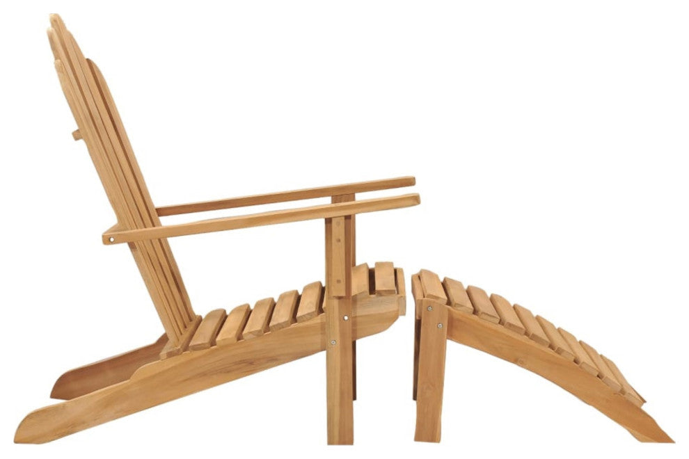 vidaXL Adirondack Chair With Footrest Solid Teak Wood