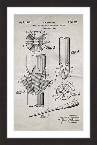 "Screwdriver 1936 Old Paper" Framed Painting Print