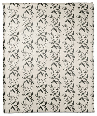 Black Leaf Stripes 50"x60" Coral Fleece Blanket