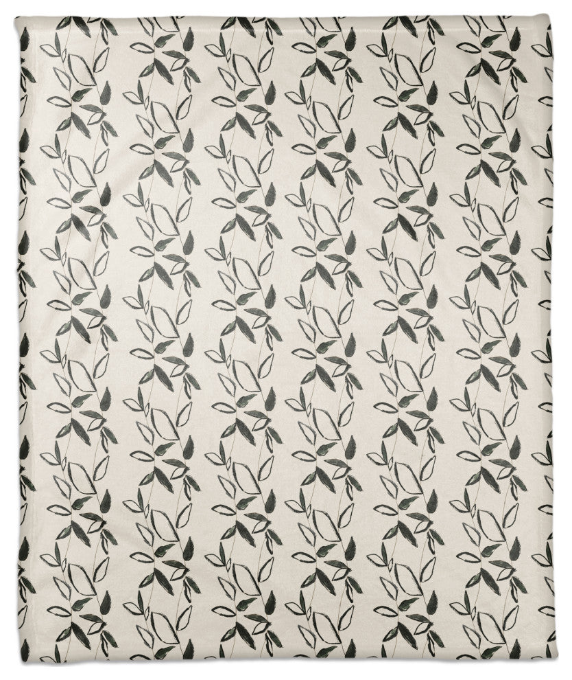 Black Leaf Stripes 50"x60" Coral Fleece Blanket