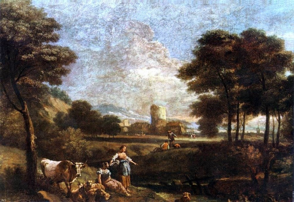 Giuseppe Zais Landscape With Shepherds and Fishermen Wall Decal